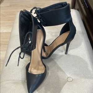 Black Stiletto Heels with Ankle Wrap